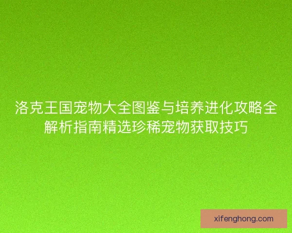 洛克王国宠物大全图鉴与培养进化攻略全解析指南精选珍稀宠物获取技巧